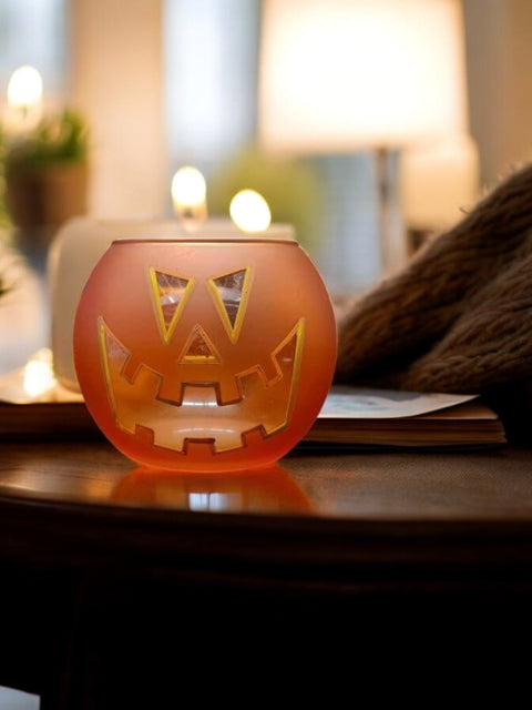 Jack-O'-Lantern Glass Candle Holder