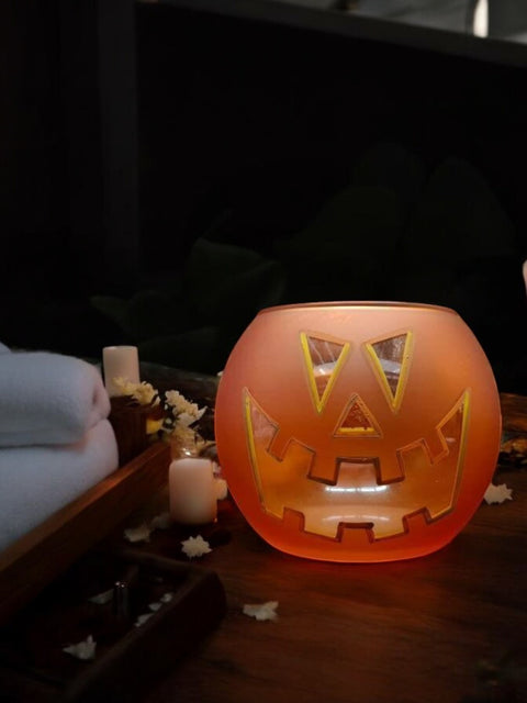 Jack-O'-Lantern Glass Candle Holder