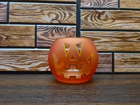 Jack-O'-Lantern Glass Candle Holder