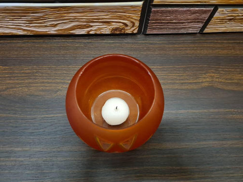 Jack-O'-Lantern Glass Candle Holder