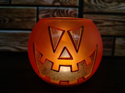 Jack-O'-Lantern Glass Candle Holder