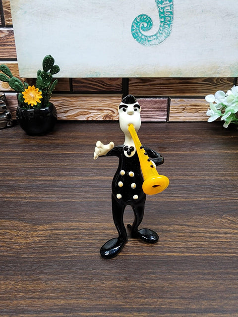 Glass Musician With Clarinet Figurine