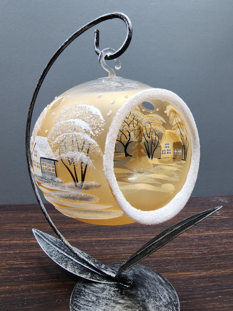 Yellow Glass Terrarium Candle Holder - White Cabins