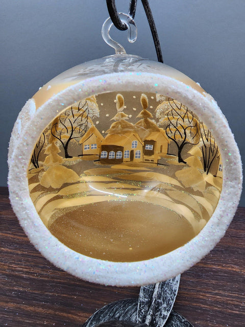 Yellow Glass Terrarium Candle Holder - White Cabins
