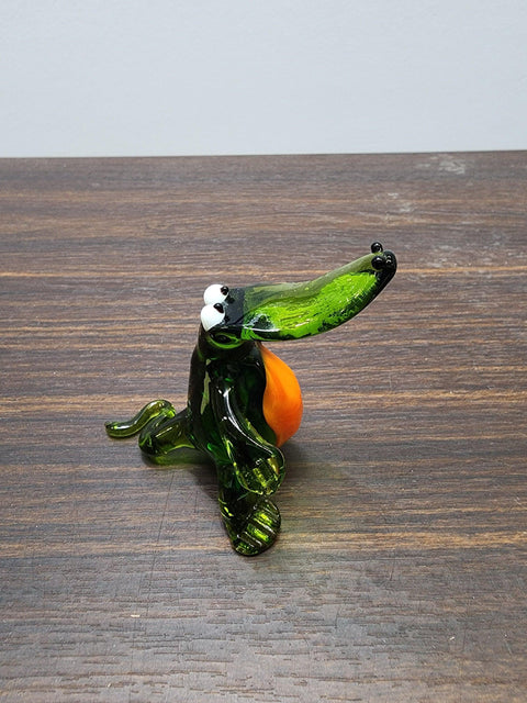 Naturally Colored Glass Figurine - Handcrafted - Alligator Design