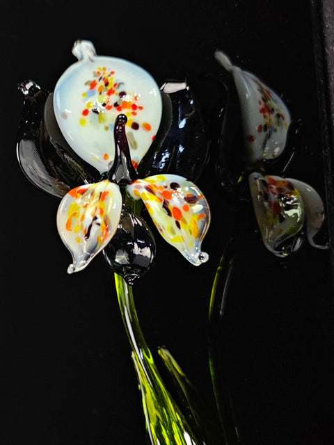 Black Glass Orchid- Handcrafted Long Stem Flower