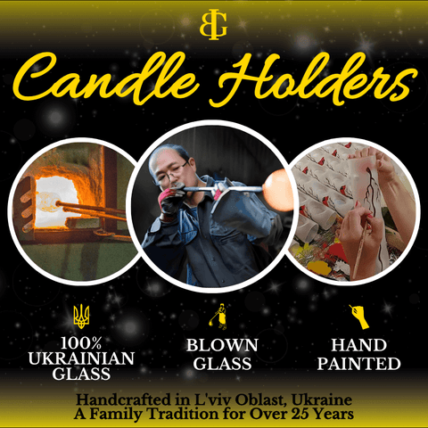 Frosted Glass Double Candle Holder - Dogwood Flower Yule Log