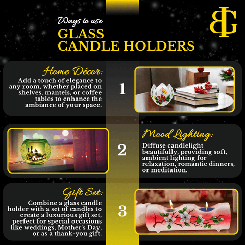 Red Glass Double Candle Holder - White Church Yule Log Style